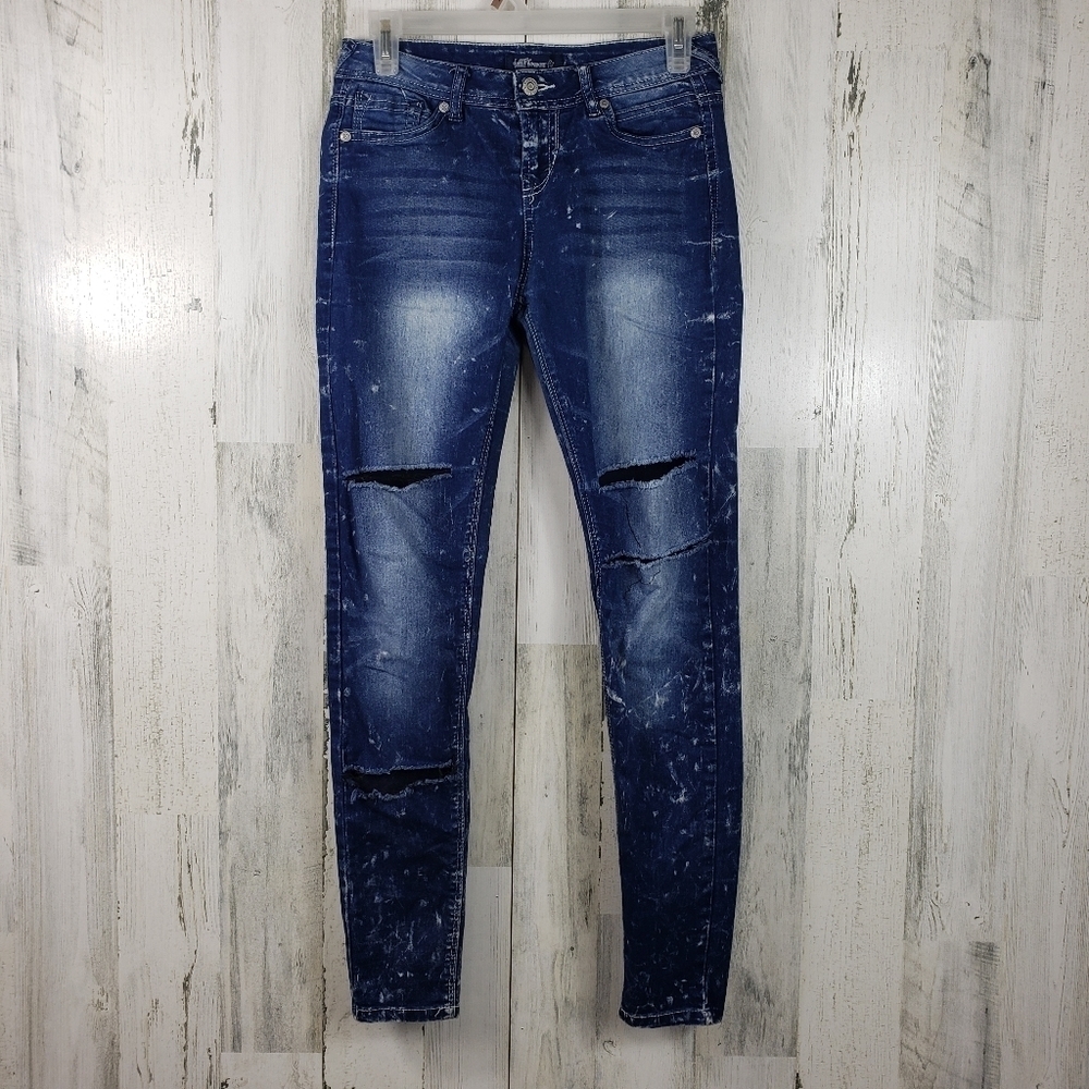 Wallflower blue, white ripped distressed skinny jeans juniors size 5